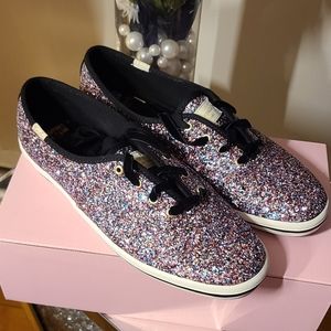 NWT kate spade/keds pink/purple glitter sneakers